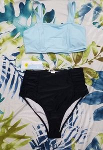 Cupshe Baby Blue and black bikini